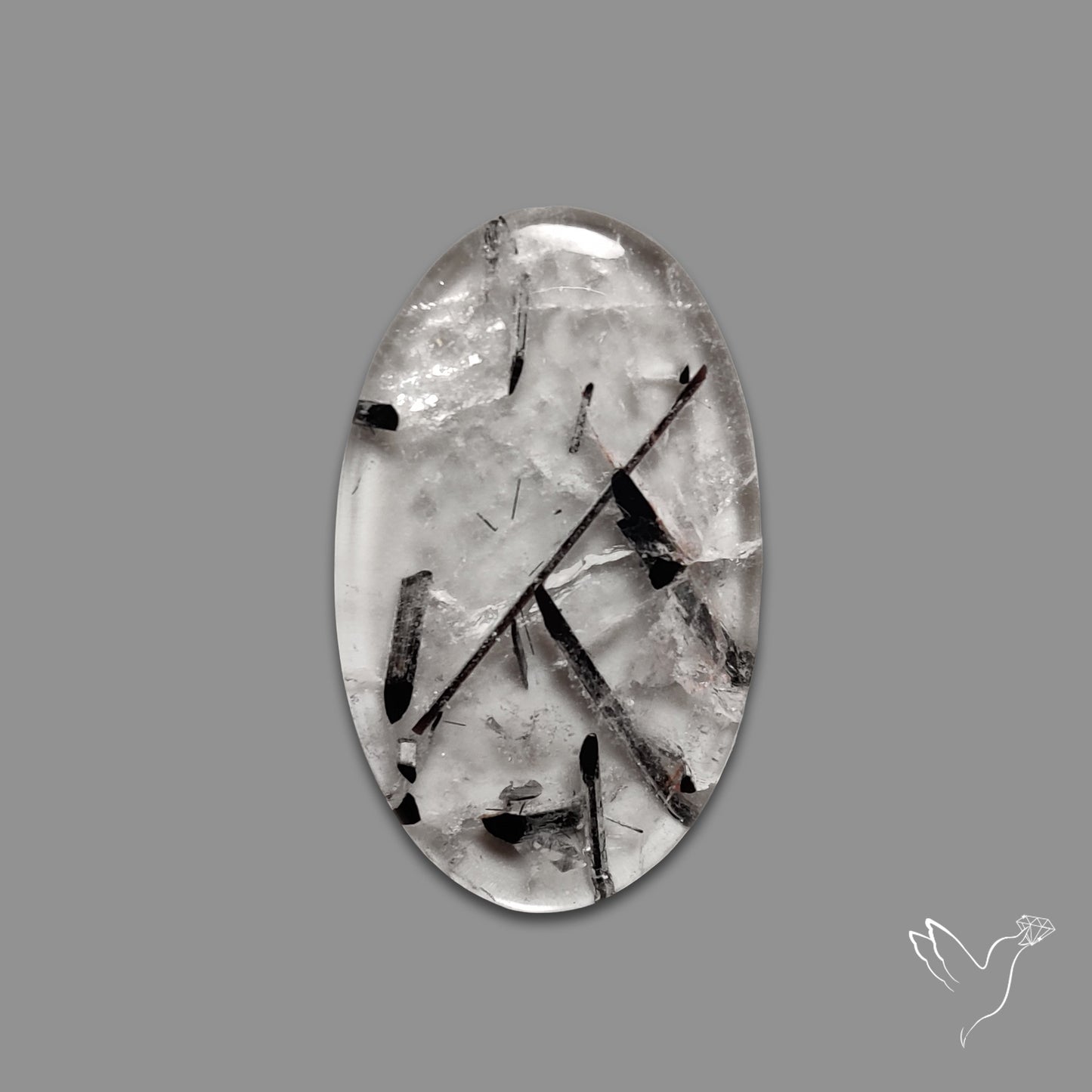 Black Tourmalinated Quartz Cabochon