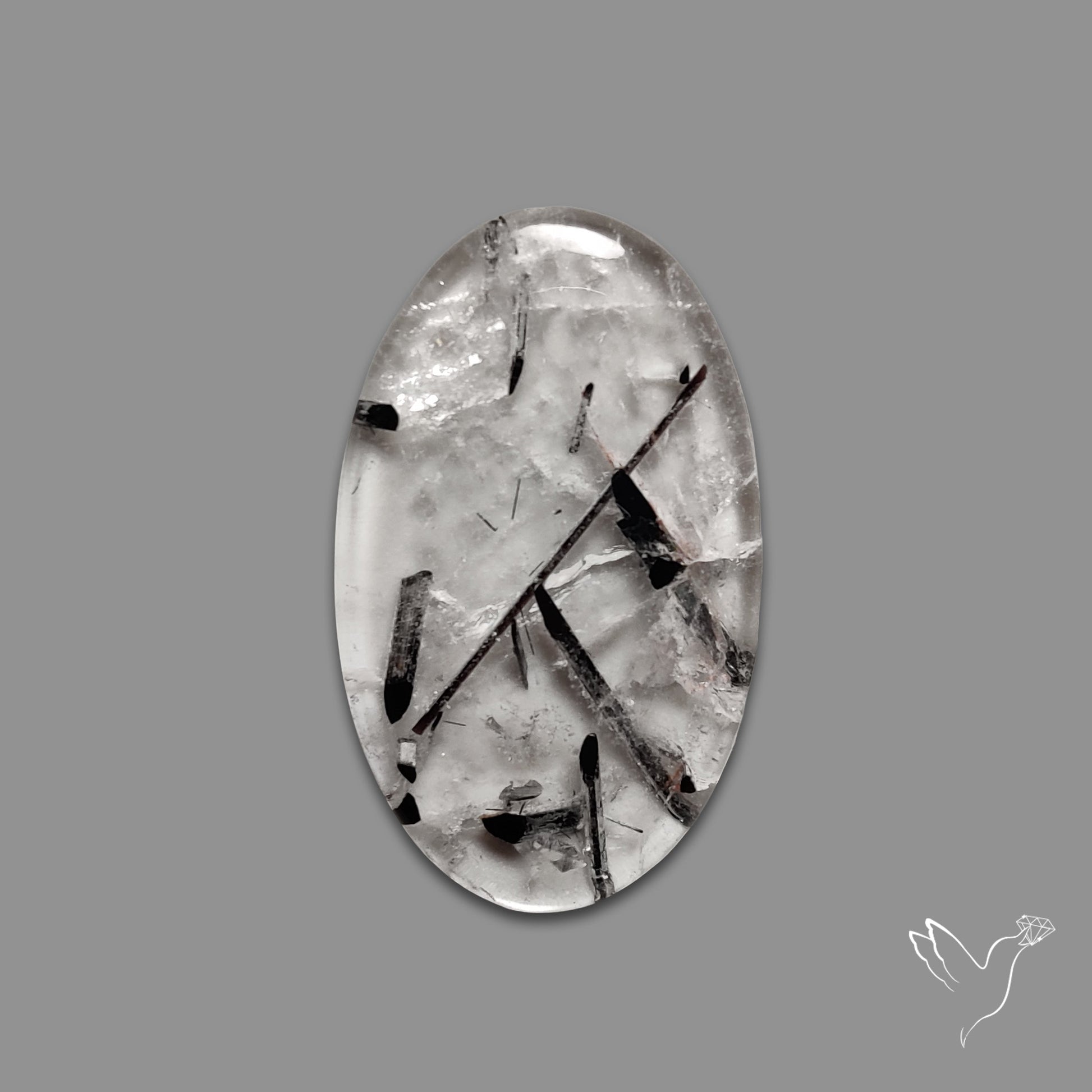 Black Tourmalinated Quartz Cabochon