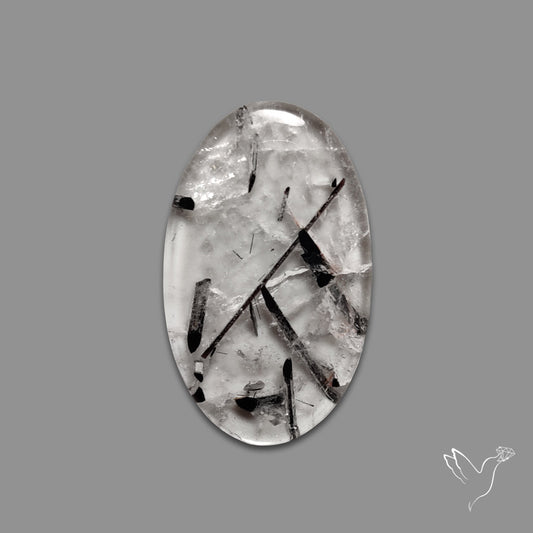 Black Tourmalinated Quartz Cabochon