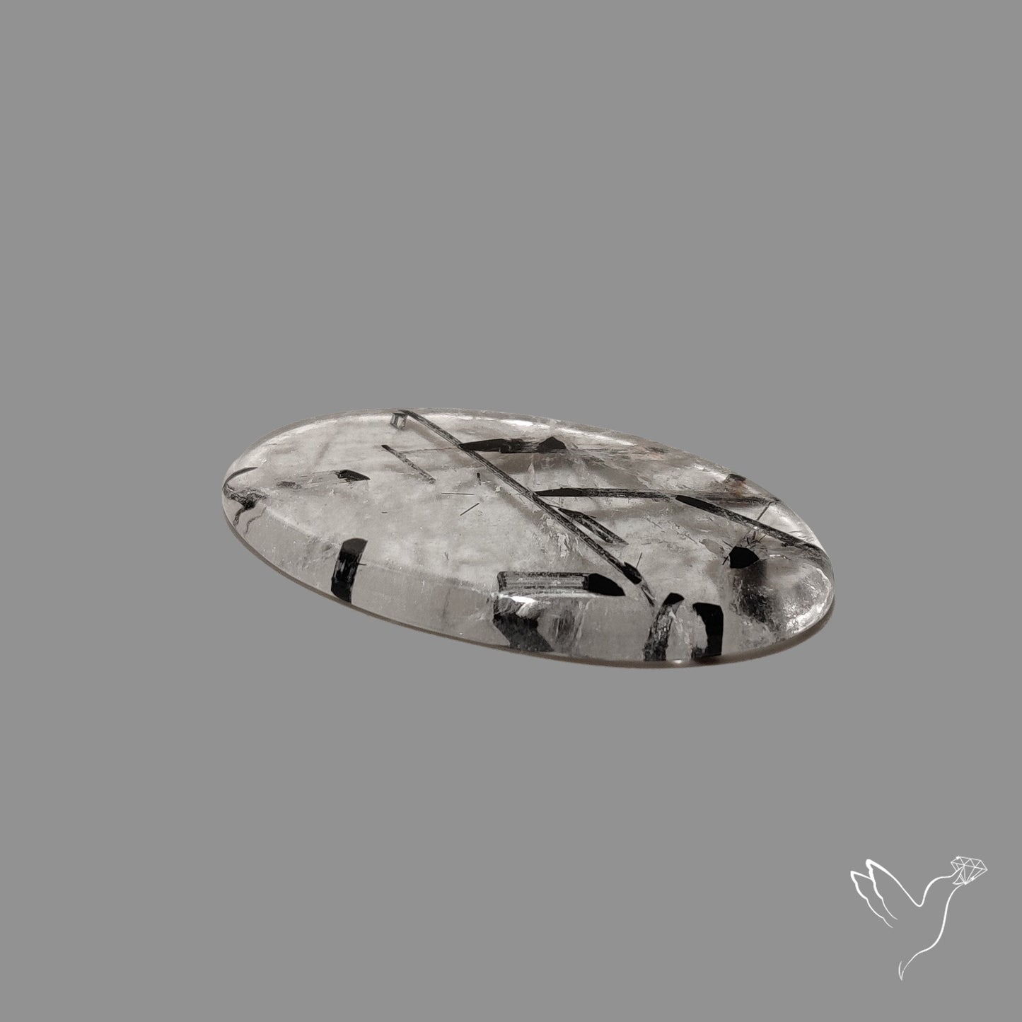 Black Tourmalinated Quartz Cabochon