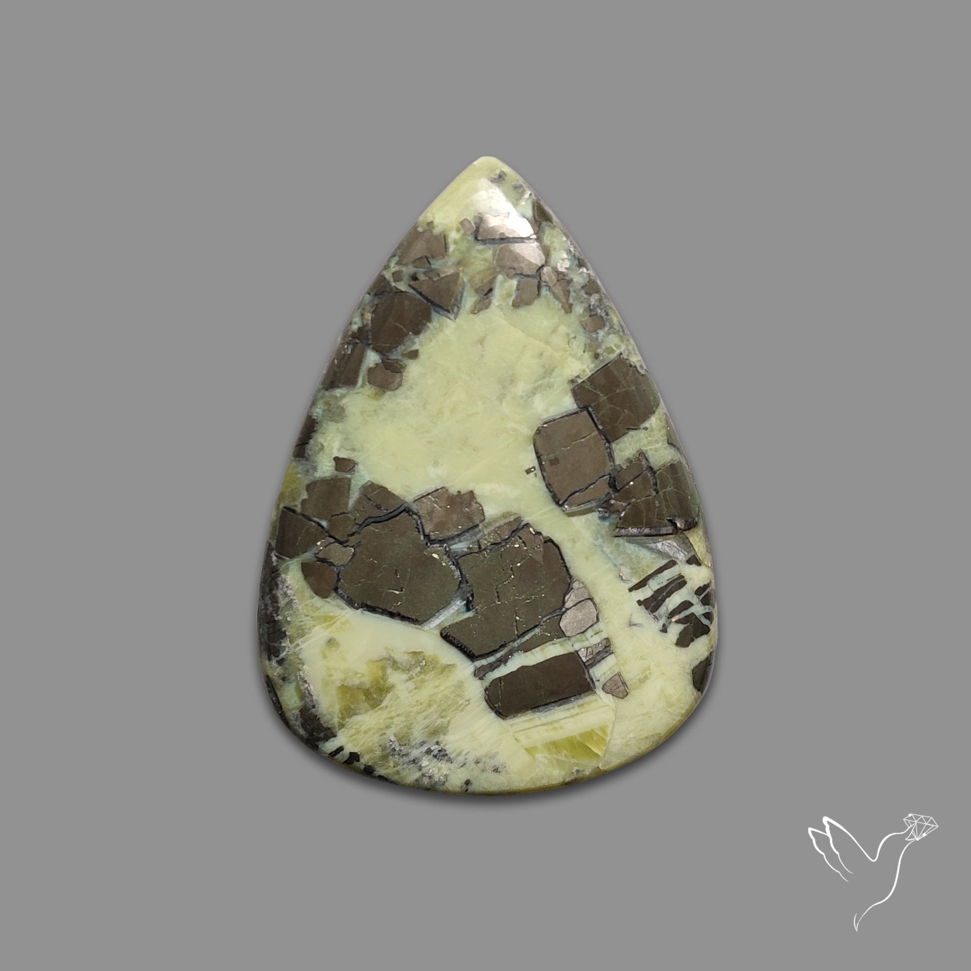 Pyrite in Serpentine Cabochon