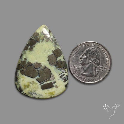 Pyrite in Serpentine Cabochon