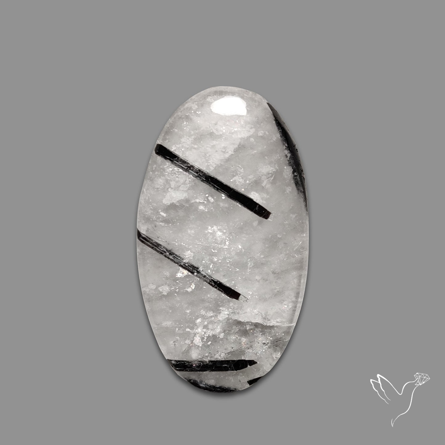 Black Tourmalinated Quartz Cabochon