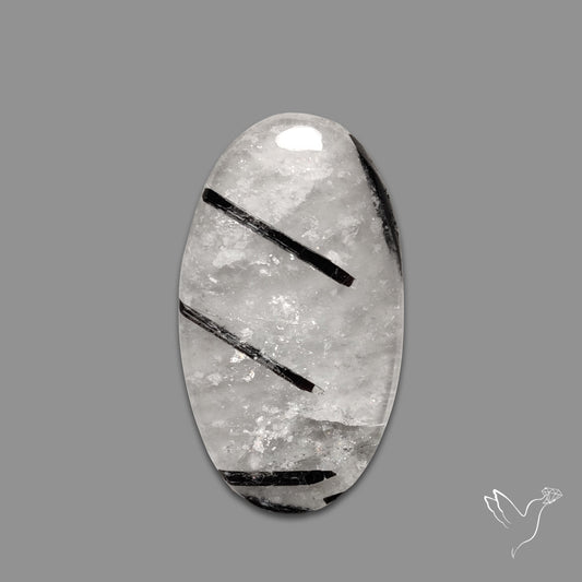Black Tourmalinated Quartz Cabochon