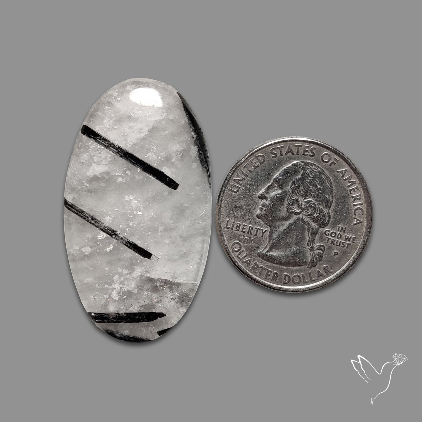 Black Tourmalinated Quartz Cabochon