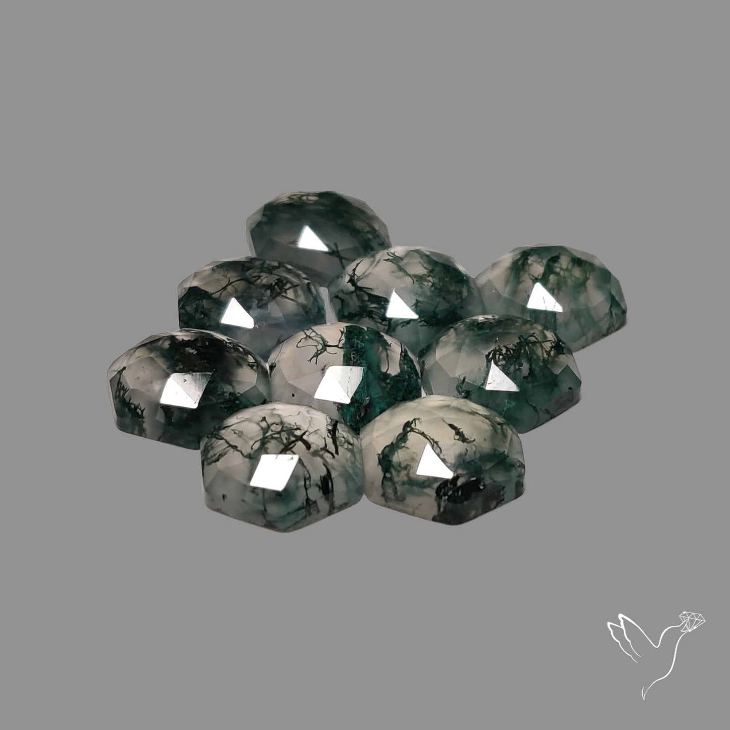 Rose Cut Moss Agate Hexagons Lot