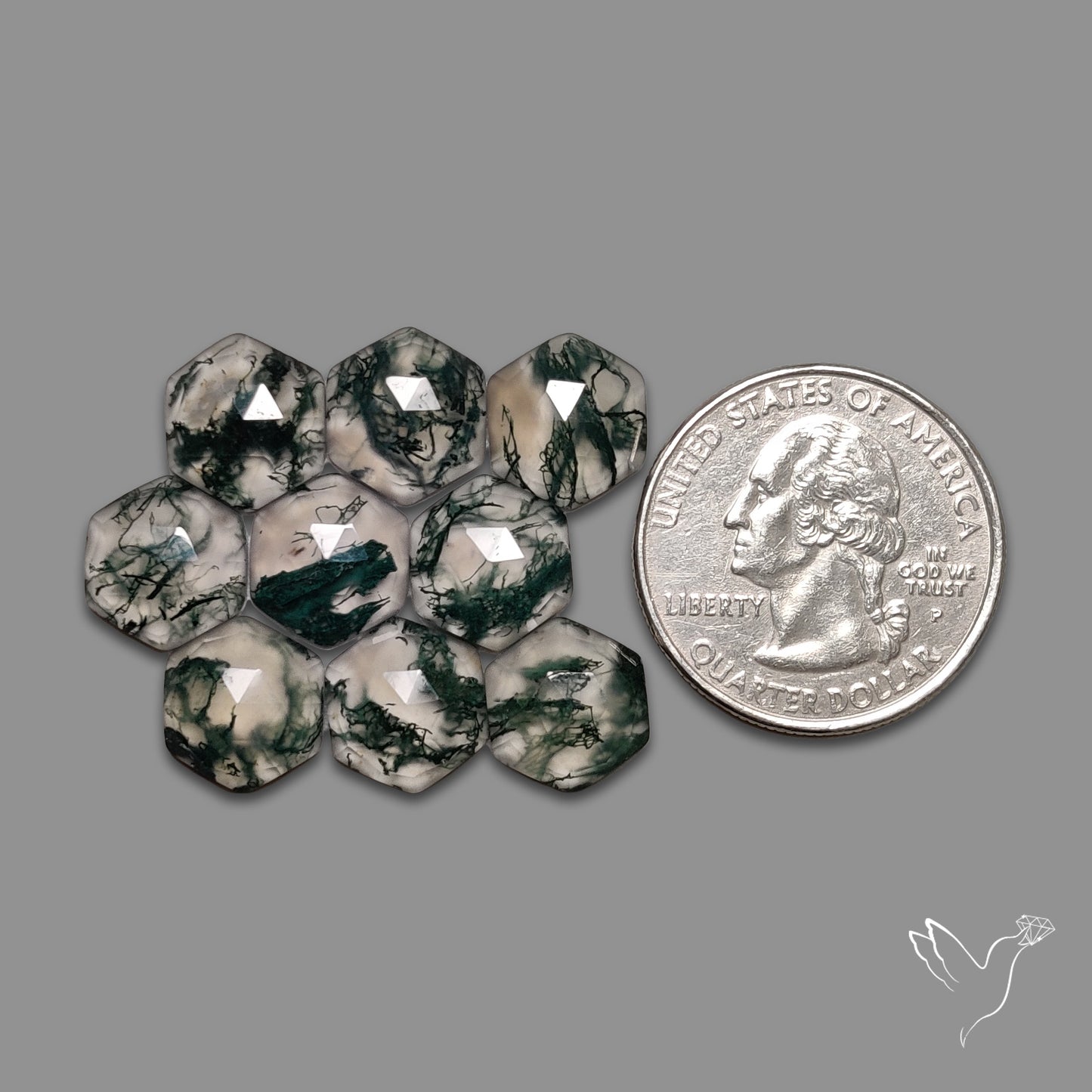 Rose Cut Moss Agate Hexagons Lot