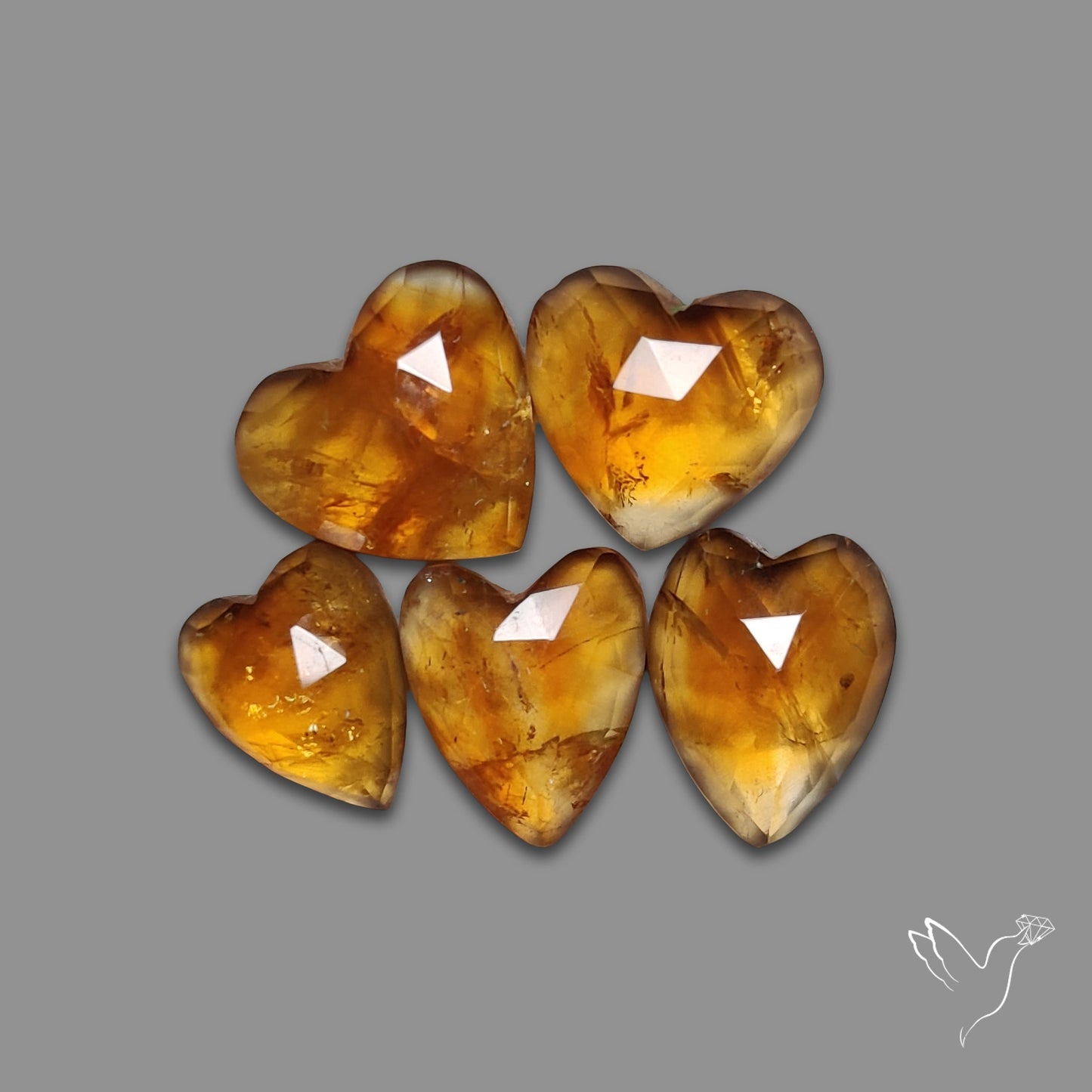 Rose Cut Citrine Hearts Lot