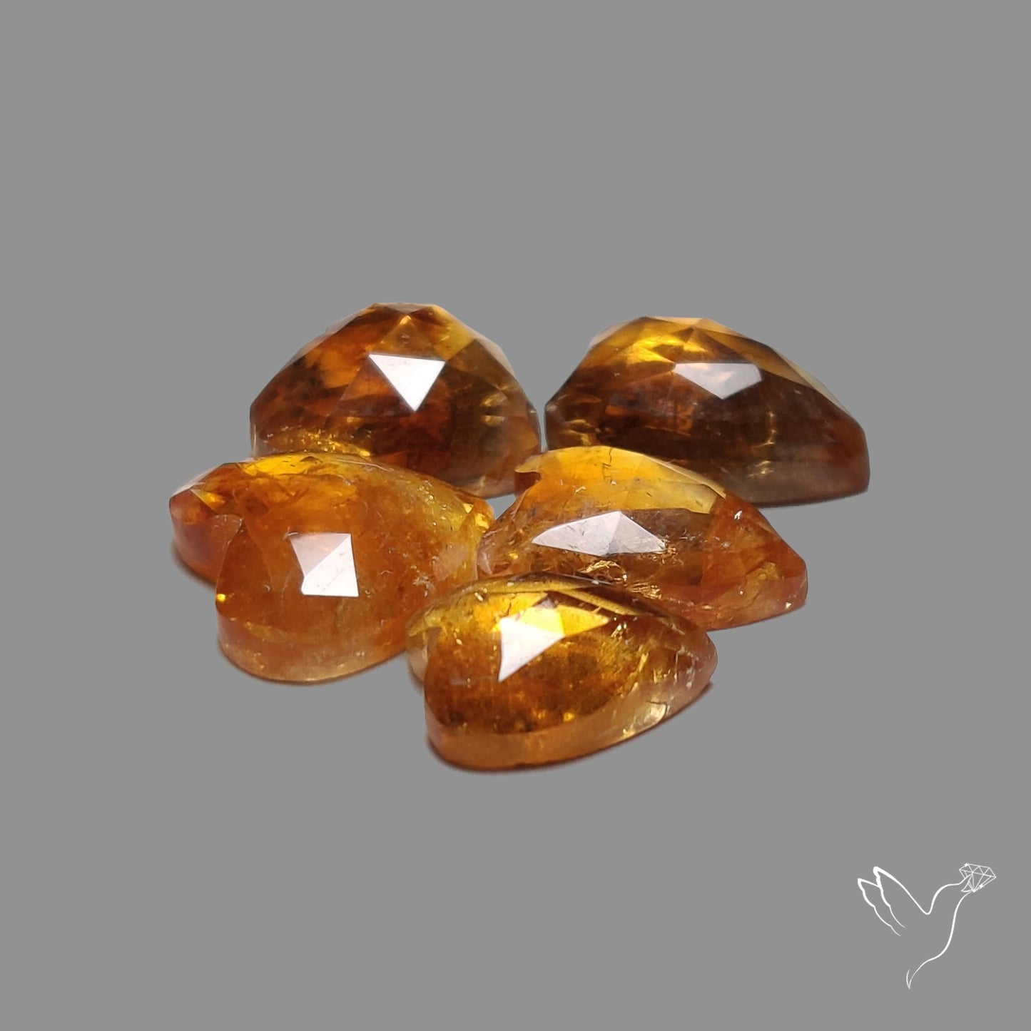 Rose Cut Citrine Hearts Lot