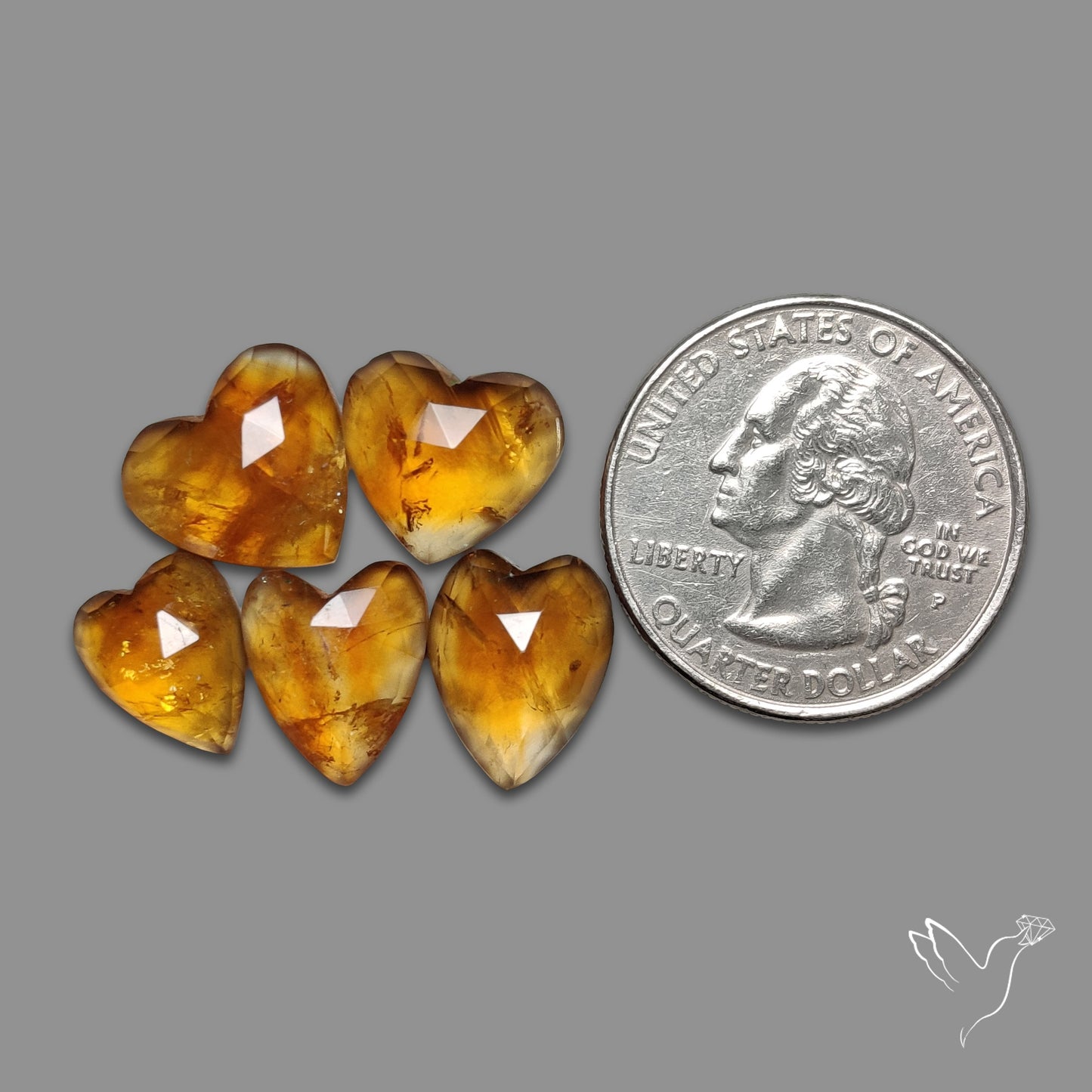 Rose Cut Citrine Hearts Lot