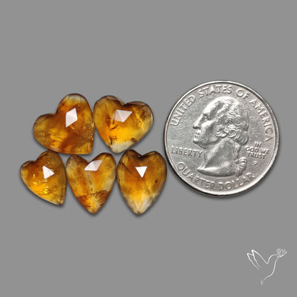 Rose Cut Citrine Hearts Lot