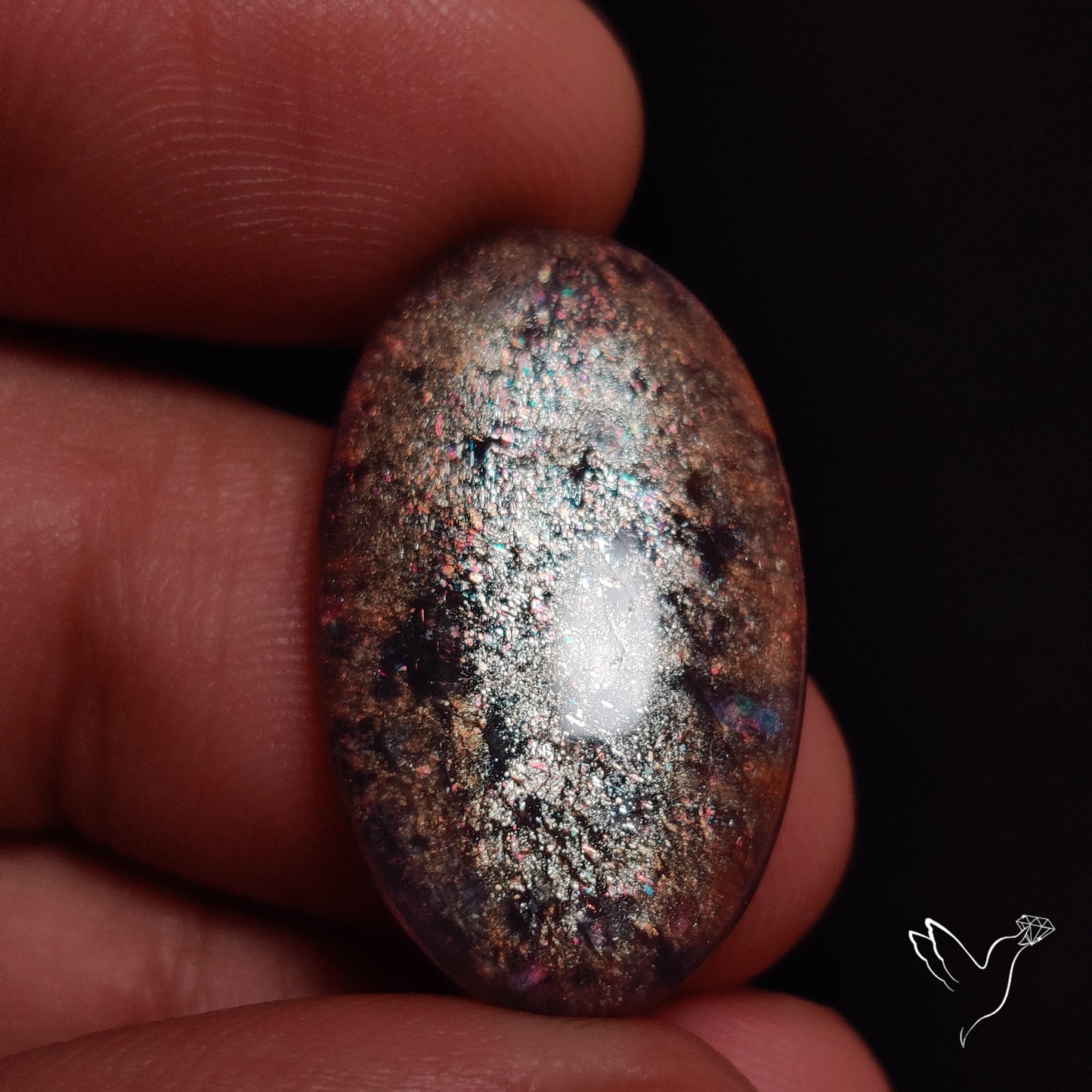 Bloodshot Iolite In Sunstone Cabochon