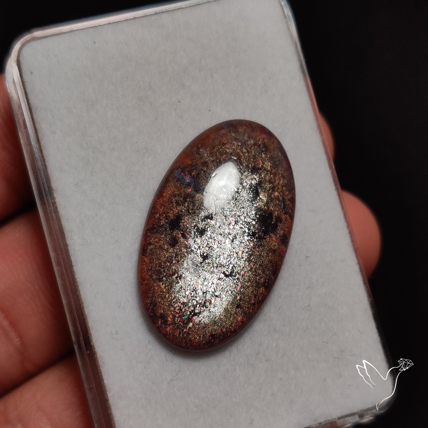 Bloodshot Iolite In Sunstone Cabochon