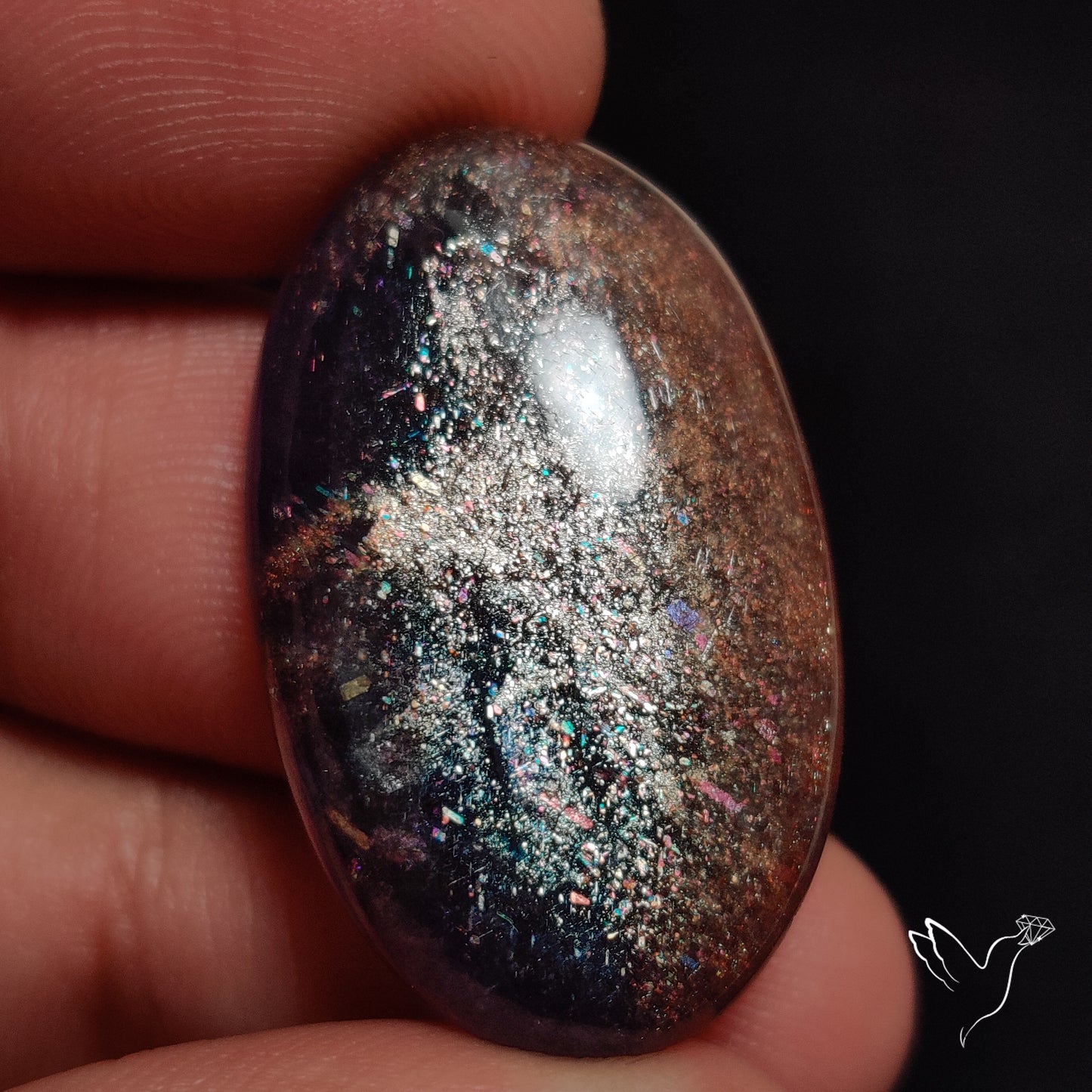 Bloodshot Iolite In Sunstone Cabochon