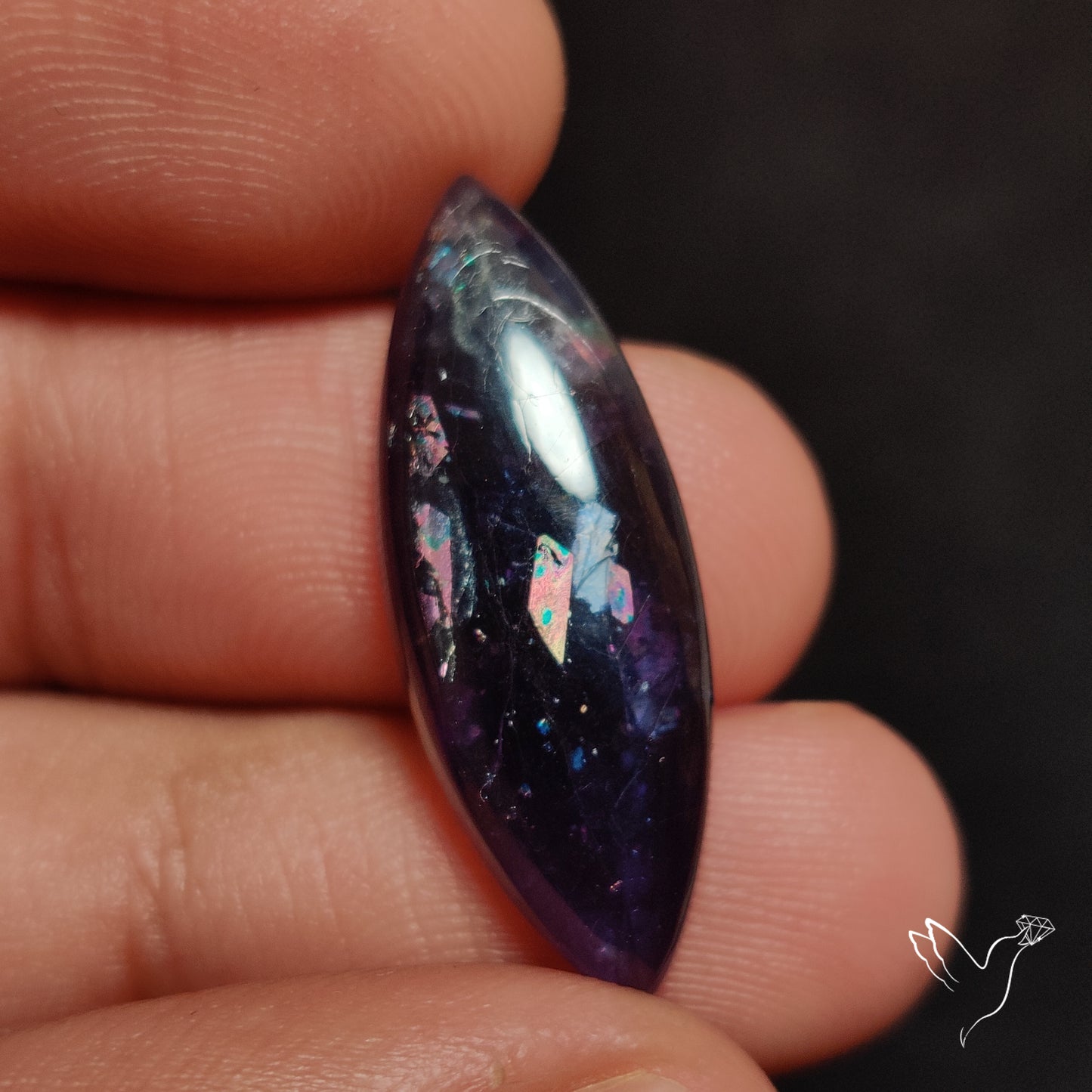 Bloodshot Iolite In Sunstone Cabochon