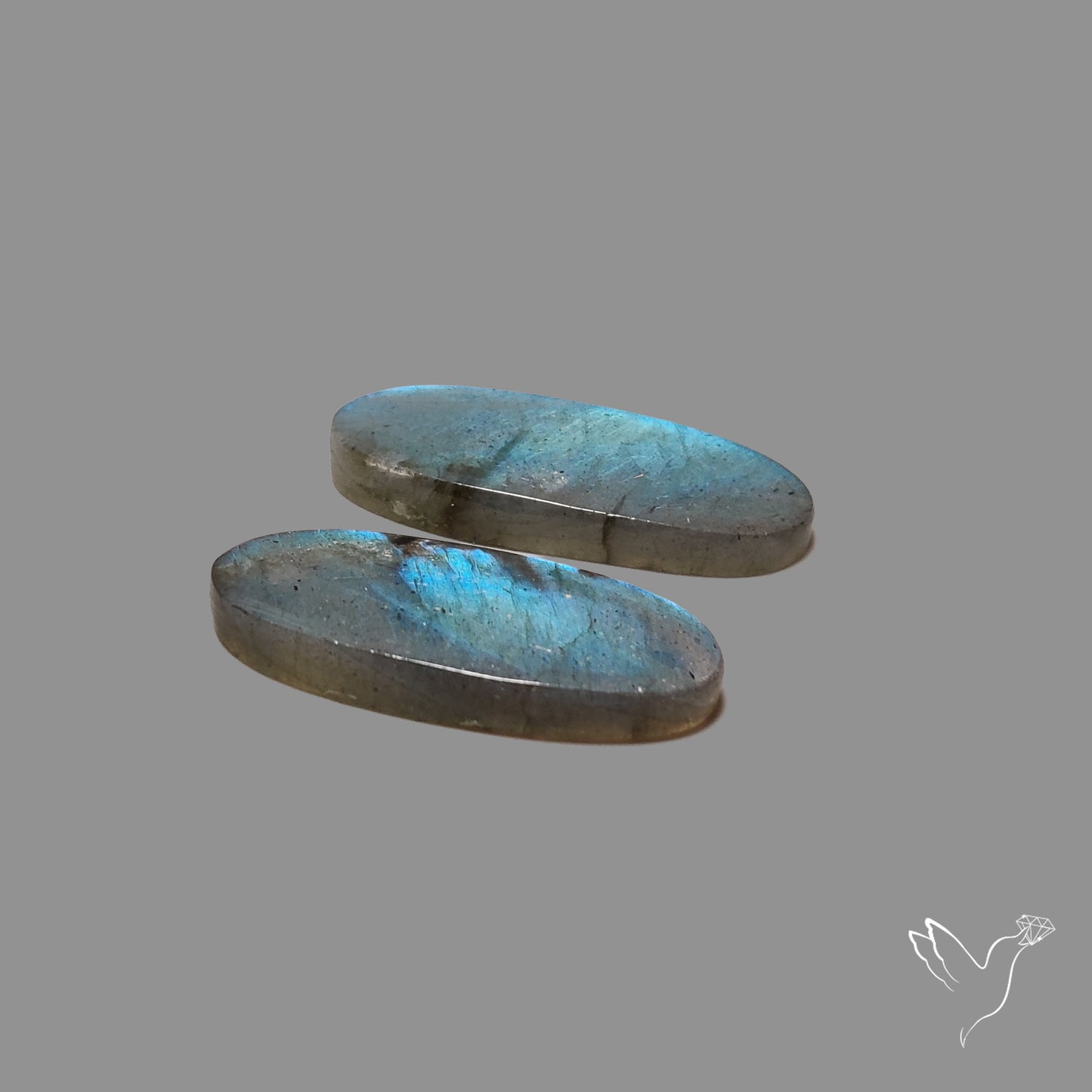 Blue Labradorite Cabochon Pair