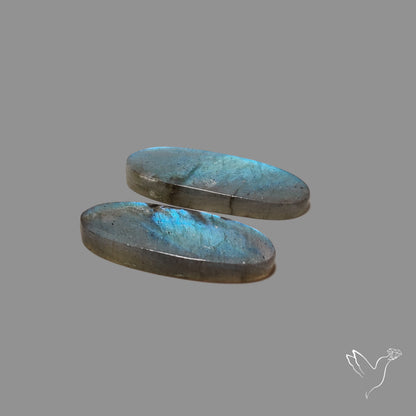 Blue Labradorite Cabochon Pair