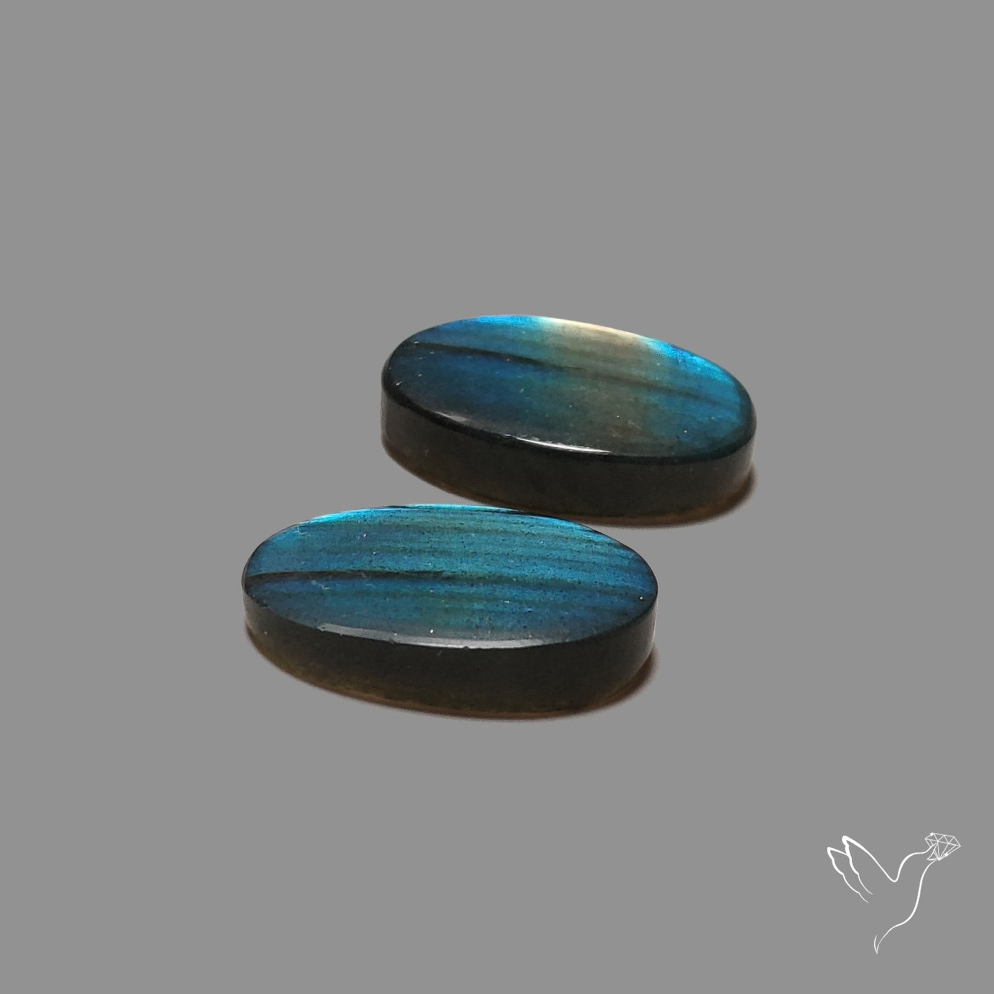 Blue Labradorite Cabochon Pair