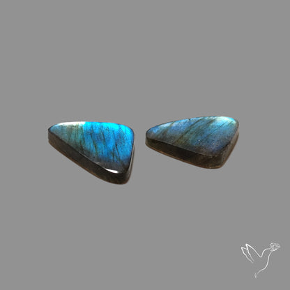 Blue Labradorite Cabochon Pair