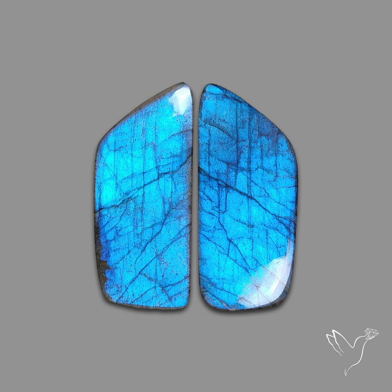 Blue Labradorite Cabochon Pair