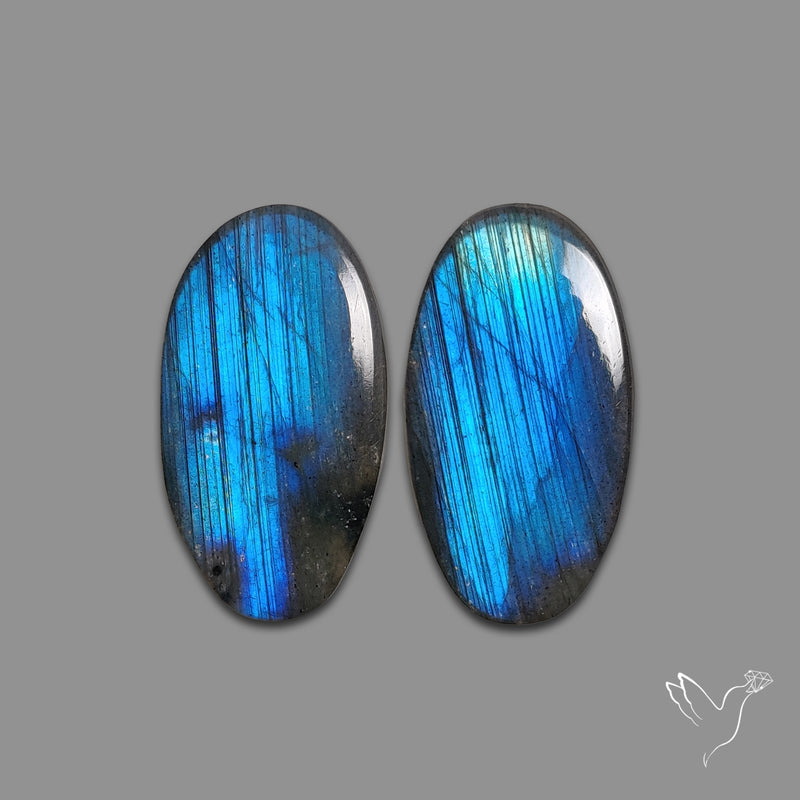 Blue Labradorite Cabochon Pair