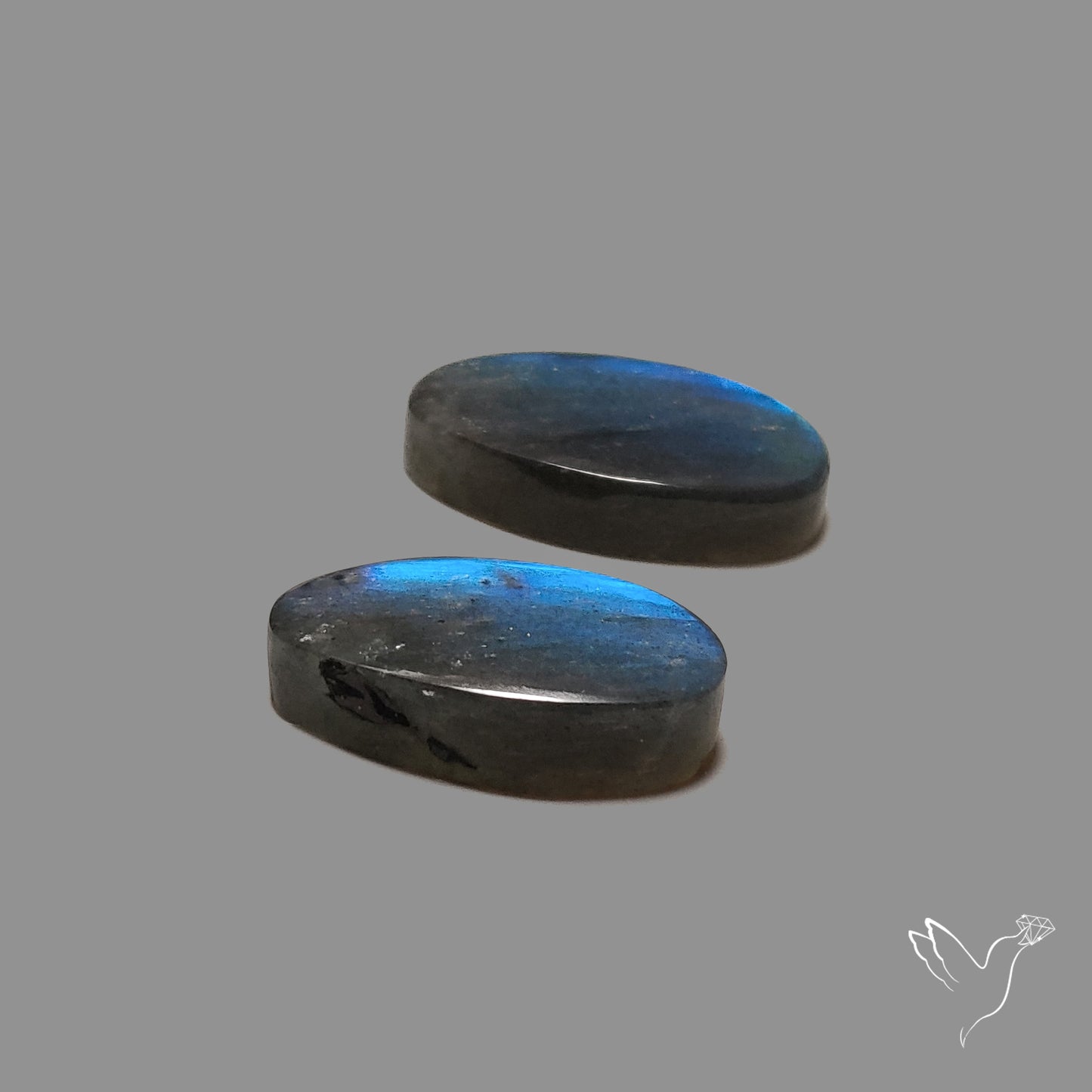 Blue Labradorite Cabochon Pair