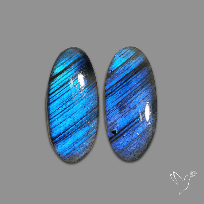 Blue Labradorite Cabochon Pair