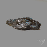 Blue Labradorites Owl with Skull Carving Precision Handcarved