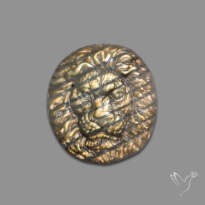 Buy Golden Labradorites Lion Face Carving Precision Handcarved N46678 Online at GemstonesForSale