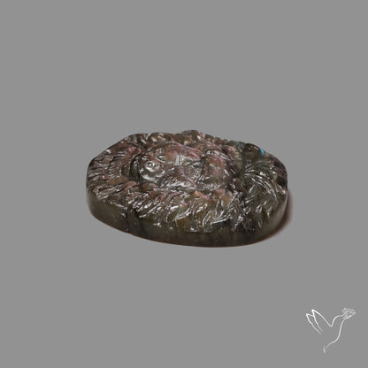 Purple Labradorites Lion Face Carving Precision Handcarved