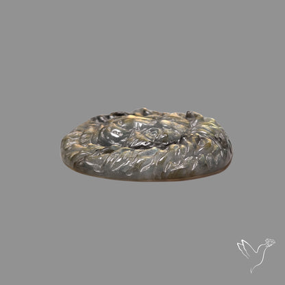 Golden Labradorites Lion Face Carving Precision Handcarved