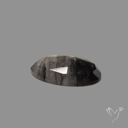 Rose Cut Black Diopside in Quartz