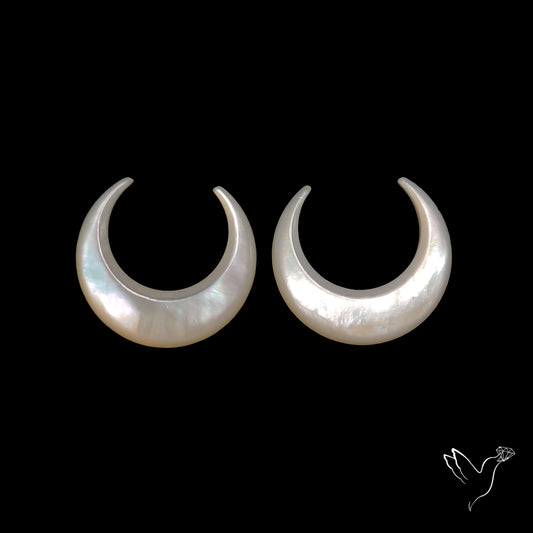 Buy Mother Of Pearl Horn Crescents Pair White N46736 Online at GemstonesForSale