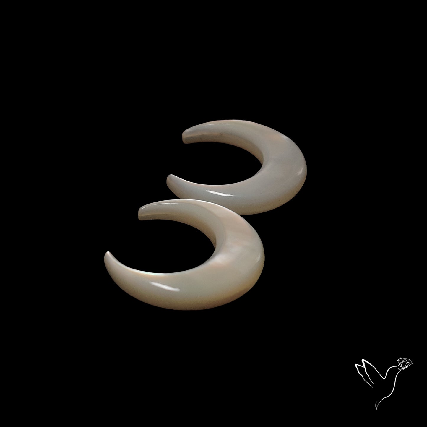 Mother Of Pearl Horn Crescents Pair White