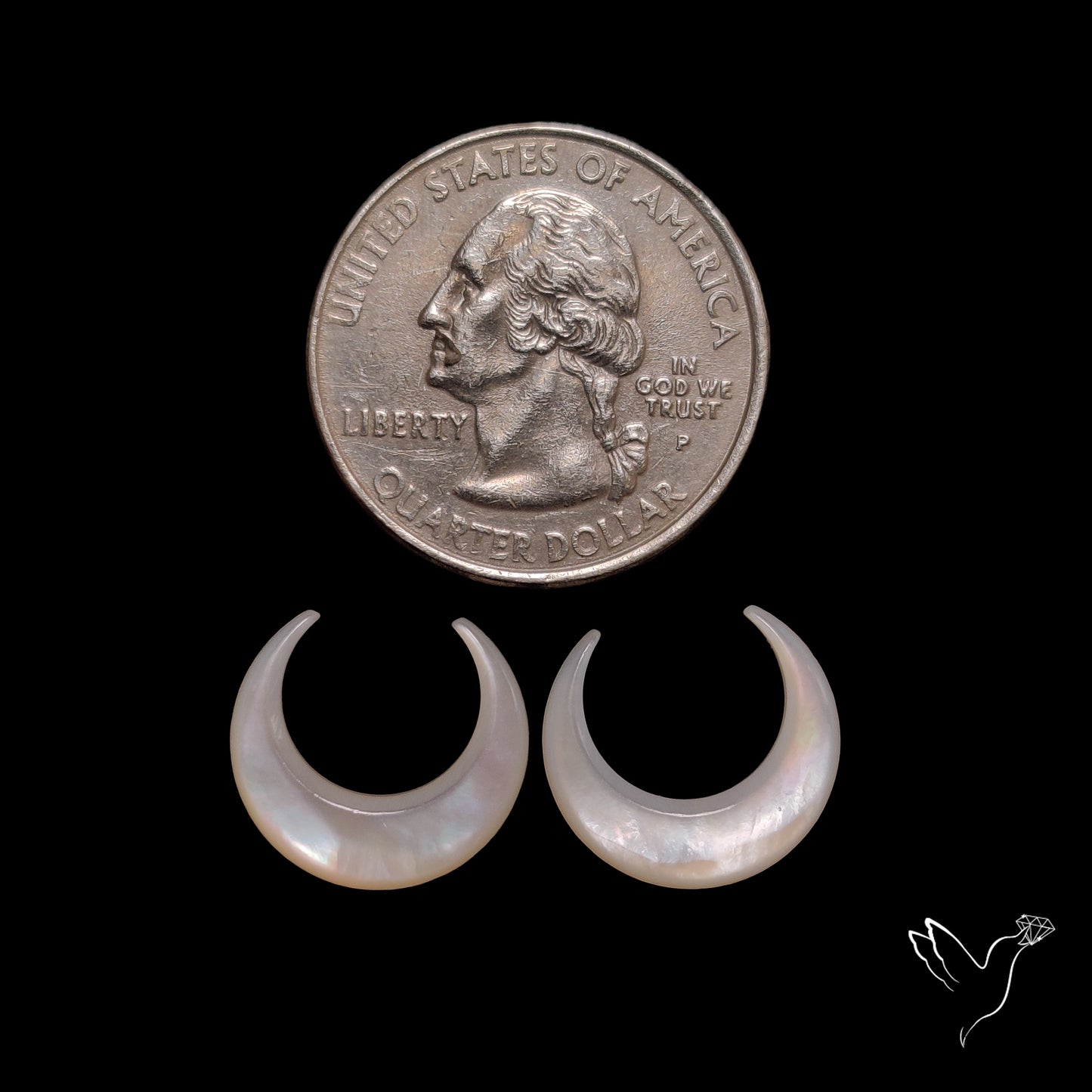 Mother Of Pearl Horn Crescents Pair White