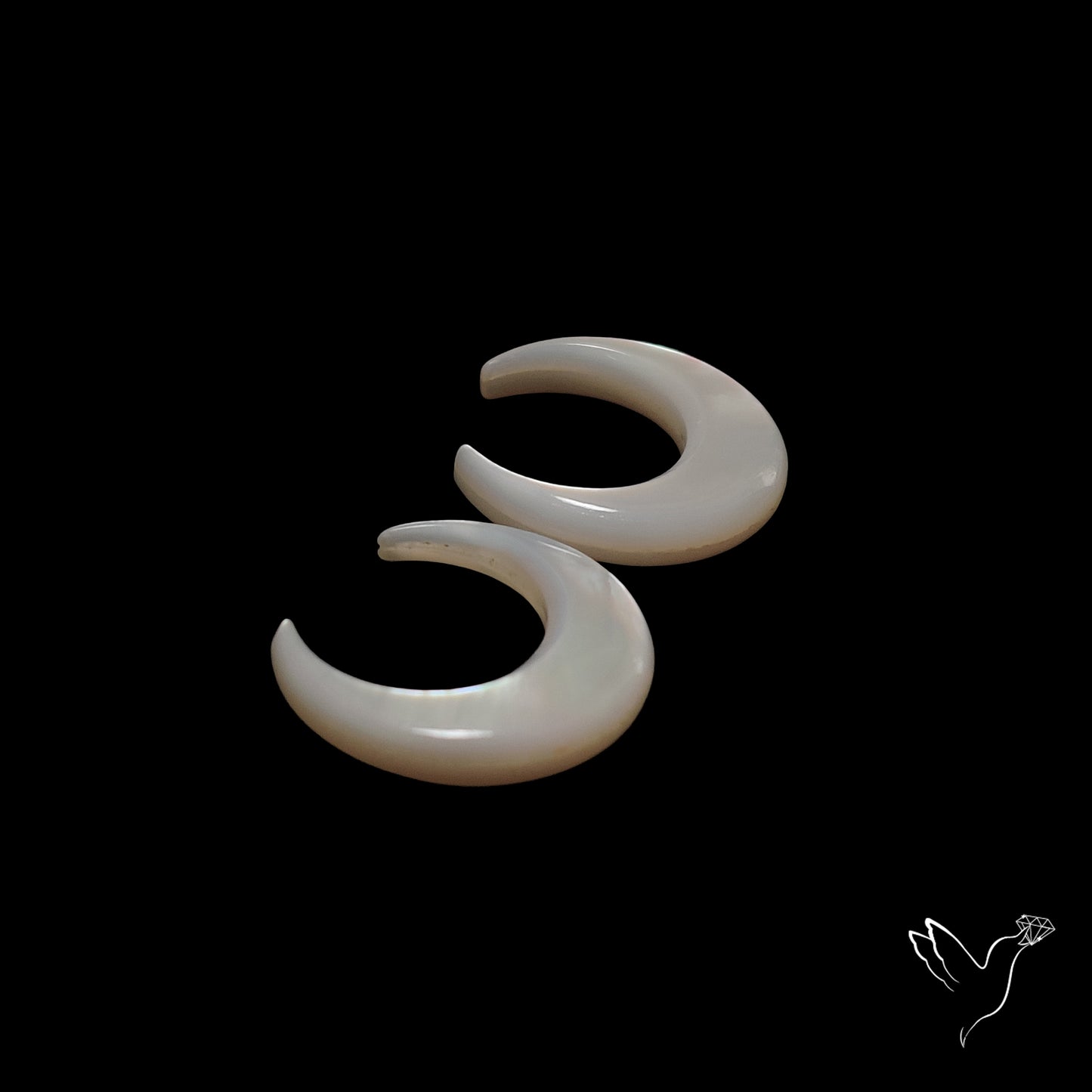 Mother Of Pearl Horn Crescents Pair White