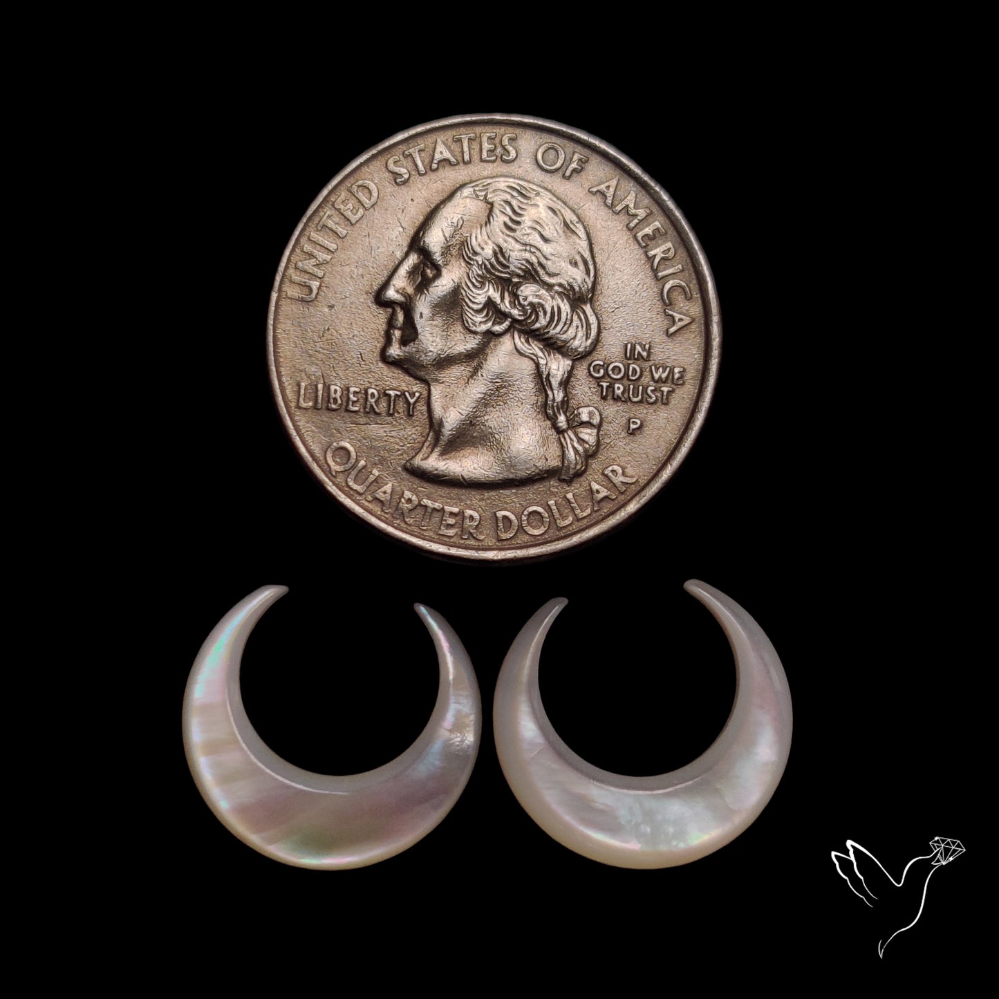 Mother Of Pearl Horn Crescents Pair White