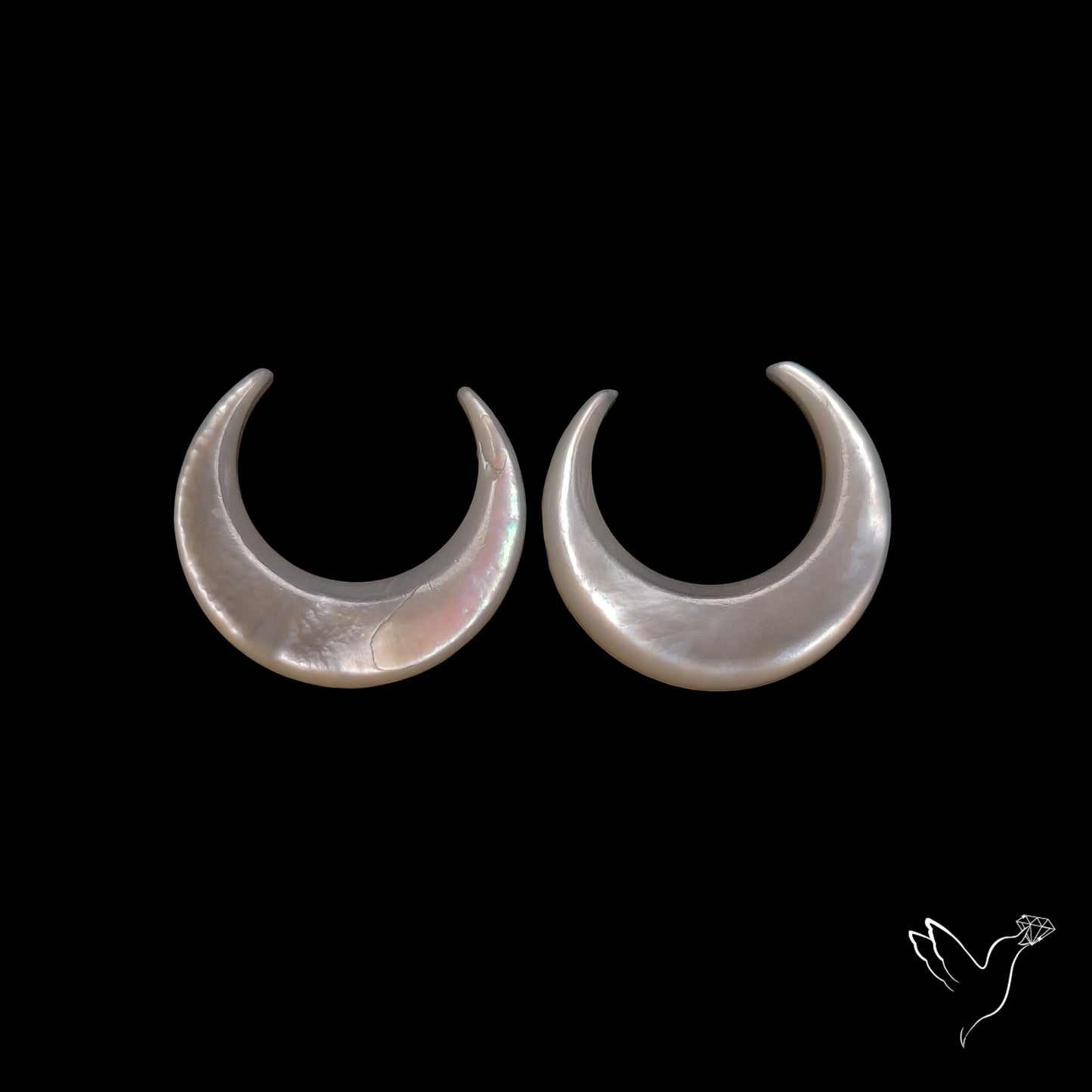 Buy Mother Of Pearl Horn Crescents Pair White N46738 Online at GemstonesForSale
