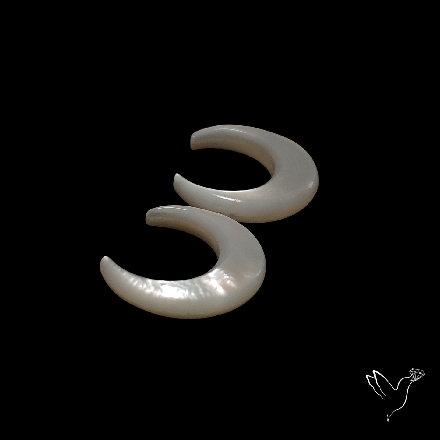 Mother Of Pearl Horn Crescents Pair White