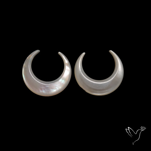 Buy Mother Of Pearl Horn Crescents Pair White N46739 Online at GemstonesForSale