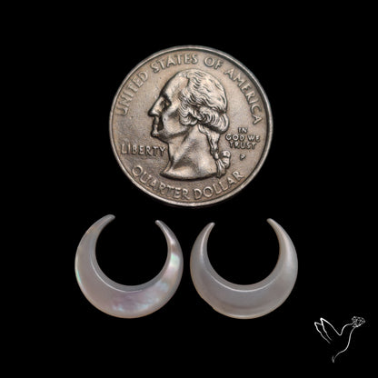 Mother Of Pearl Horn Crescents Pair White