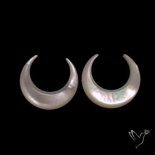 Buy Mother Of Pearl Horn Crescents Pair White N46740 Online at GemstonesForSale
