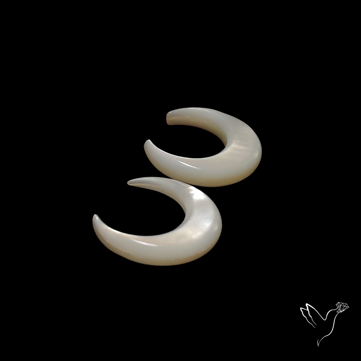Mother Of Pearl Horn Crescents Pair White