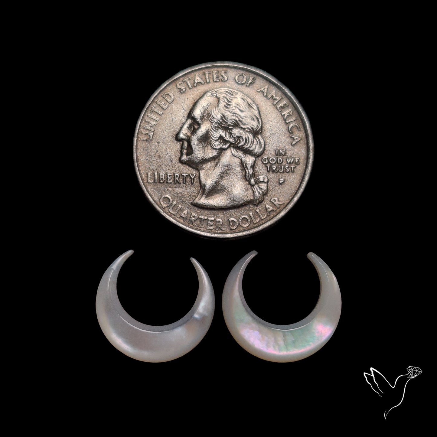 Mother Of Pearl Horn Crescents Pair White
