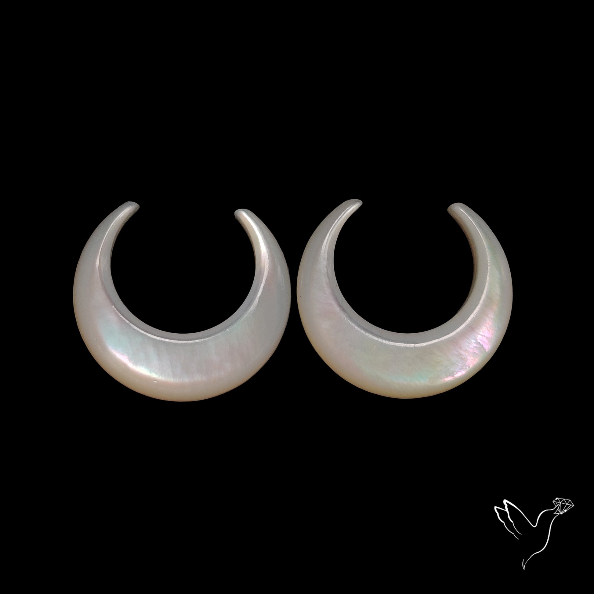 Buy Mother Of Pearl Horn Crescents Pair White N46741 Online at GemstonesForSale