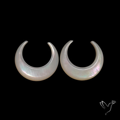 Buy Mother Of Pearl Horn Crescents Pair White N46741 Online at GemstonesForSale