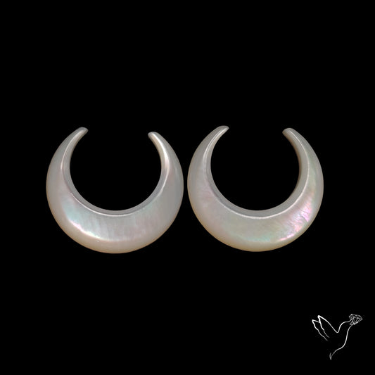 Buy Mother Of Pearl Horn Crescents Pair White N46741 Online at GemstonesForSale