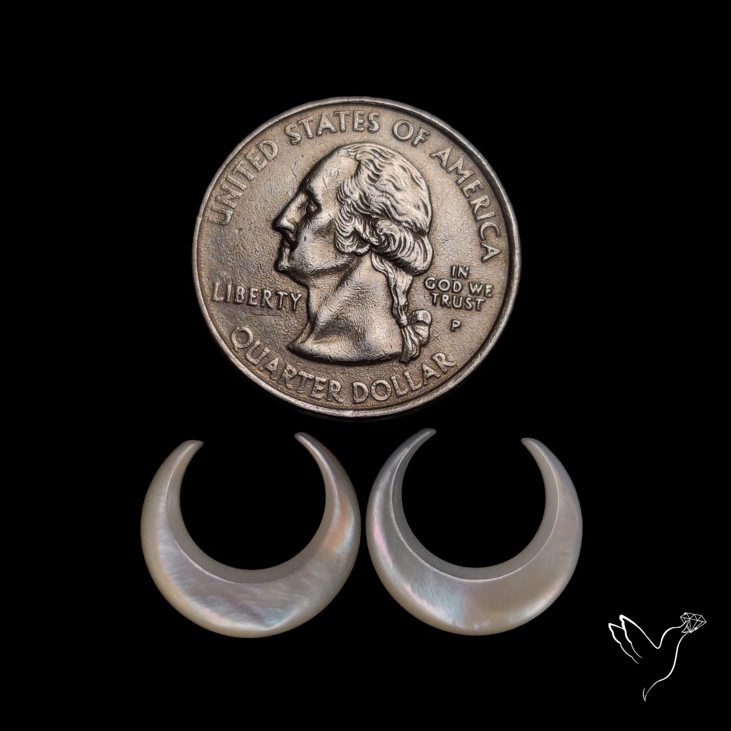 Mother Of Pearl Horn Crescents Pair White