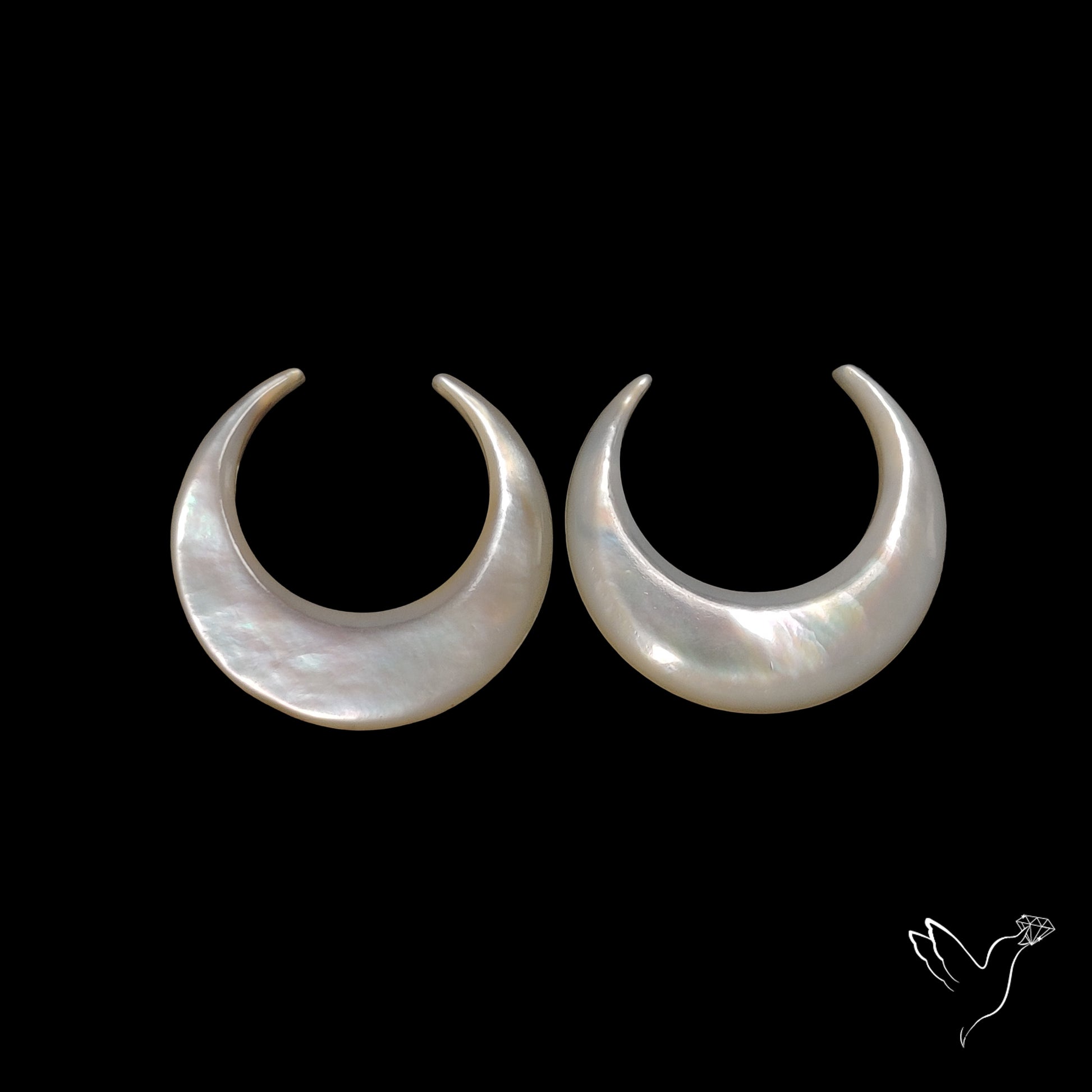 Buy Mother Of Pearl Horn Crescents Pair White N46743 Online at GemstonesForSale