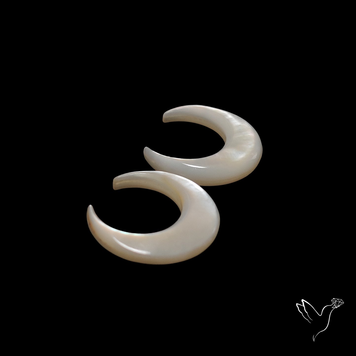 Mother Of Pearl Horn Crescents Pair White